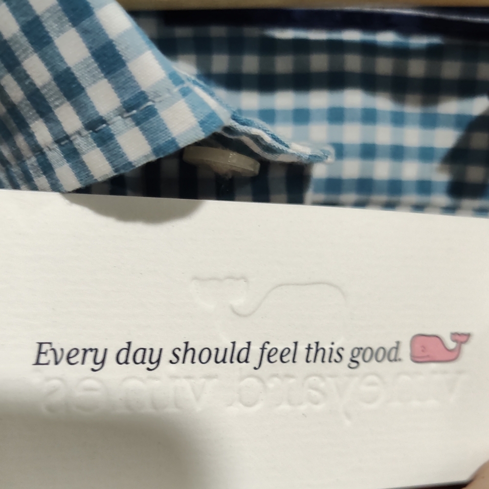 Vineyard Vines Shirt Men's XB Classic Fit Poplin Long Sleeve Blue Gingham NWT - Picture 10 of 11